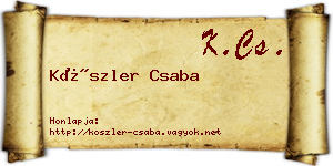 Köszler Csaba névjegykártya
